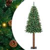 vidaXL Szczupła Choinka Zielony 180 cm PVC i lite drewno sosnowe