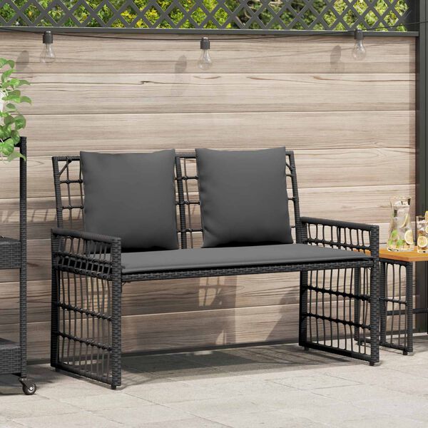 vidaXL Ławka ogrodowa Gładki Czarny i Ciemnoszary 116 x 55 x 82 cm