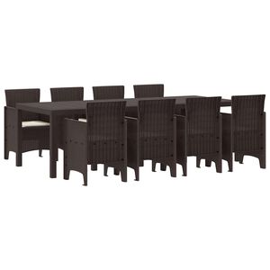 vidaXL Zestaw do jadalni w ogrodzie 9 pcs Brązowy Rattan Polt