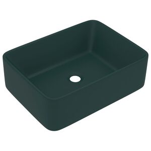 vidaXL Luksusowa umywalka, matowa ciemna zieleń, 41x30x12 cm, ceramika