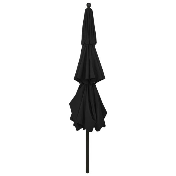 vidaXL 3-poziomowy parasol na aluminiowym słupku, czarny, 3,5 m