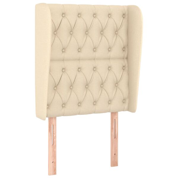 vidaXL Zagł&oacute;wek uszak, kremowy, 83x23x118/128 cm, tkanina