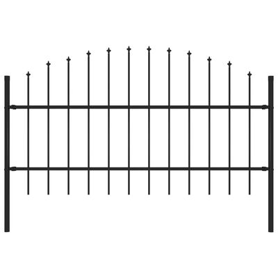 vidaXL Panel ogrodzeniowy z grotami (0,75-1) x 1,7 m, stal, czarny