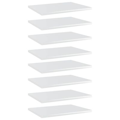 vidaXL Półki na książki, 8 szt., wysoki połysk, białe, 40x30x1,5 cm