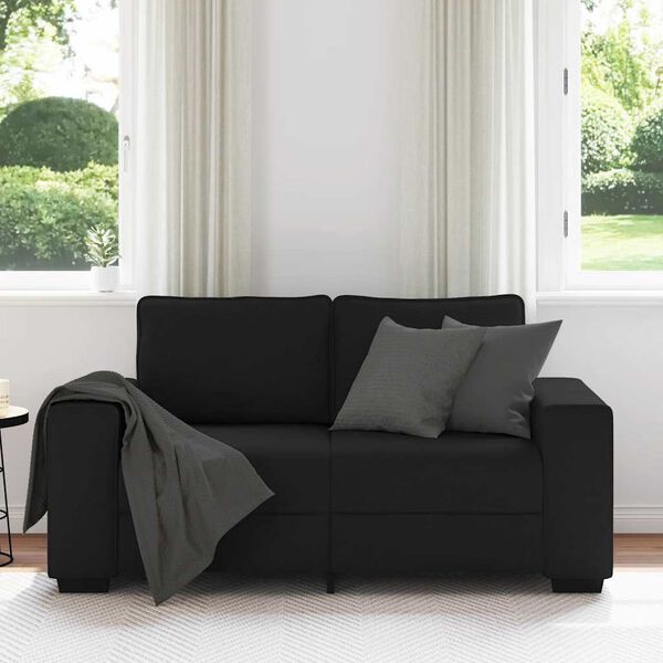 vidaXL Sofa 2-osobowa Czarna 160x77x82 cm Tkanina
