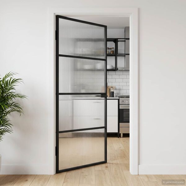 vidaXL Drzwi domowe 102 x 201,5 x 3,5 cm Aluminium i szkło hartowane