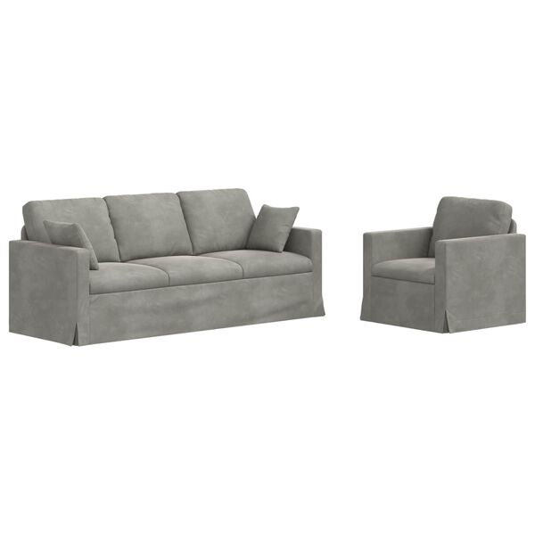 vidaXL Sofa 2 pcs Jasnoszary