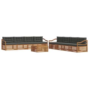 vidaXL Zestaw sof na zewnątrz z poduszką 9 pcs Naturalny i Antracytowy