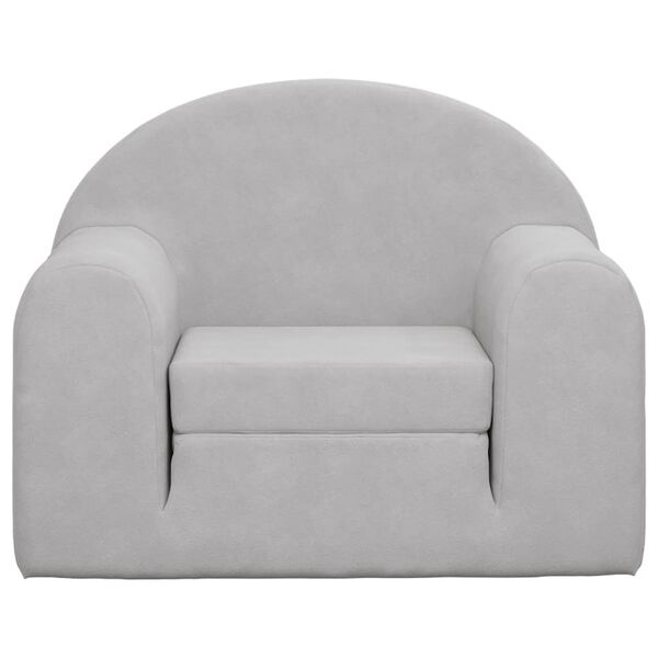 vidaXL Kanapa dla dziecka, rozkładana, jasnoszara, miękki plusz