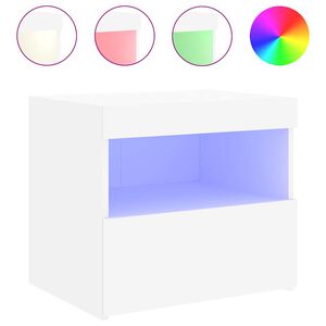 vidaXL Szafka nocna z oświetleniem LED, biała, 50x40x45 cm