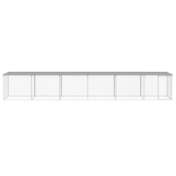 vidaXL Klatka dla kurcząt, z dachem, jasnoszara, 603x98x90 cm, stal
