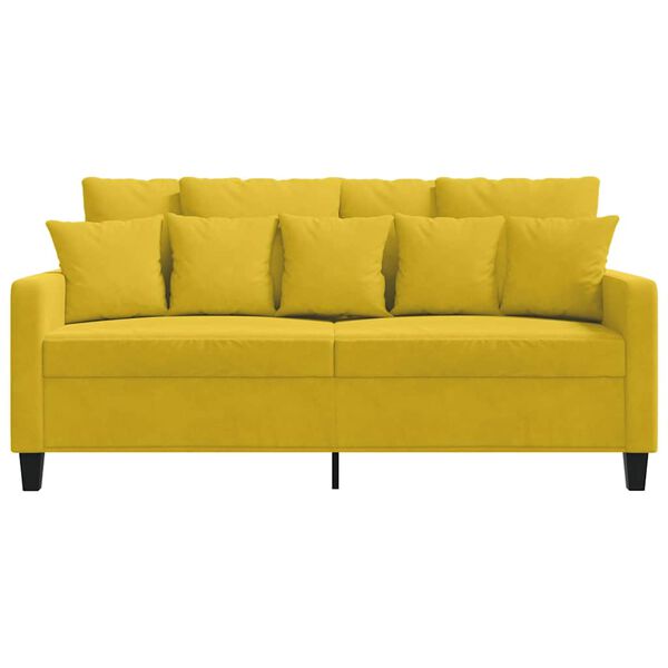 vidaXL Sofa 2-osobowa, ż&oacute;łta, 140 cm, tapicerowana aksamitem