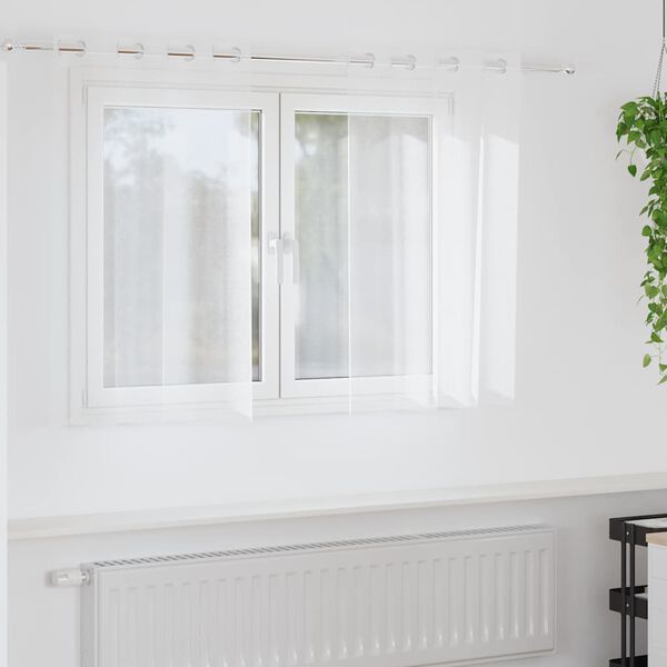 vidaXL Firany Voile z zasłonami 2 pcs Biały 140 x 140 cm Poliester