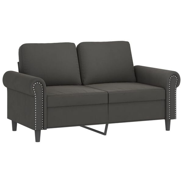 vidaXL 2-osobowa sofa z poduszkami, ciemnoszara, 120 cm, aksamit