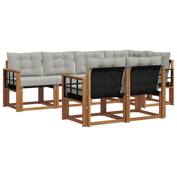 vidaXL Zestaw sof na zewnątrz z poduszką 7 pcs Naturalny i Jasny Szary