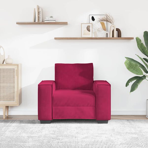 vidaXL Sofa Fotel Wino Czerwone 60 cm Aksamit