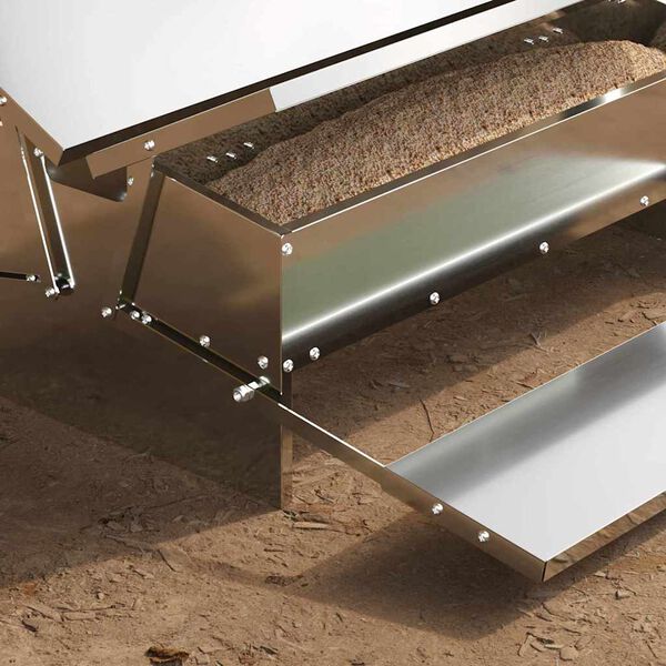 vidaXL Karmnik na pedały dla kur Srebrny 75 x 53 x 20,5 cm