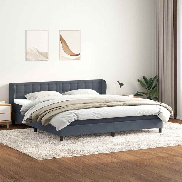 vidaXL Ł&oacute;żko typu Box Spring z materacami Ciemnoszary 180x210 cm