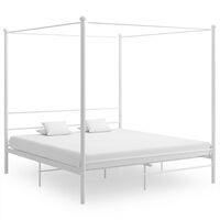 vidaXL Rama łóżka z baldachimem, biała, metalowa, 200 x 200 cm
