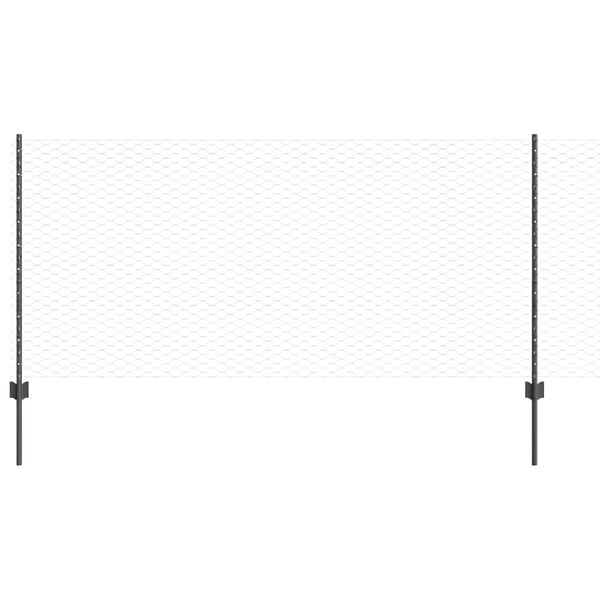 vidaXL Ogrodzenie z słupkiem Szary 1 x 100 m Stal i PVC