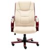 vidaXL Masujące krzesło biurowe, kremowe, obite prawdziwą sk&oacute;rą