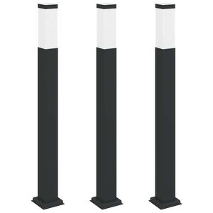 vidaXL Słupki oświetleniowe 3 szt. 80 cm, czarne, IP44
