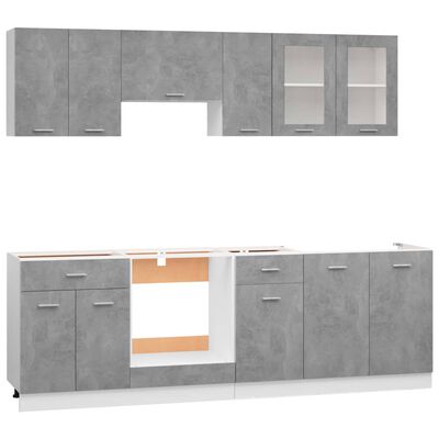 vidaXL 8-cz. zestaw szafek kuchennych, szarość betonu, płyta wiórowa