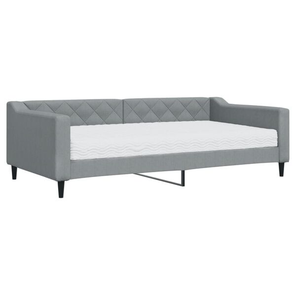 vidaXL Sofa z materacem do spania, jasnoszara, 100x200 cm, tkanina