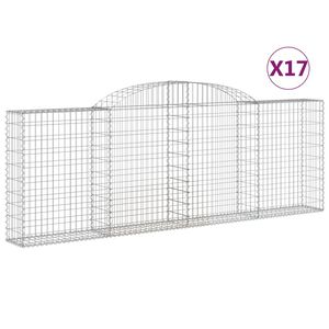 vidaXL Kosze gabionowe, 17 szt, 300x30x100/120cm, galwanizowane żelazo