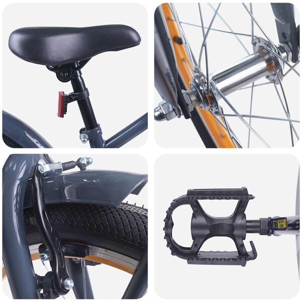 vidaXL Rower Dziecięcy 18 Cali dla dzieci w wieku 5-7 lat Ciemnoszary