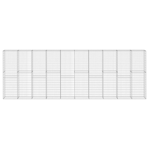vidaXL Ściana gabionowa z pokrywami, galwanizowana stal, 600x30x200 cm