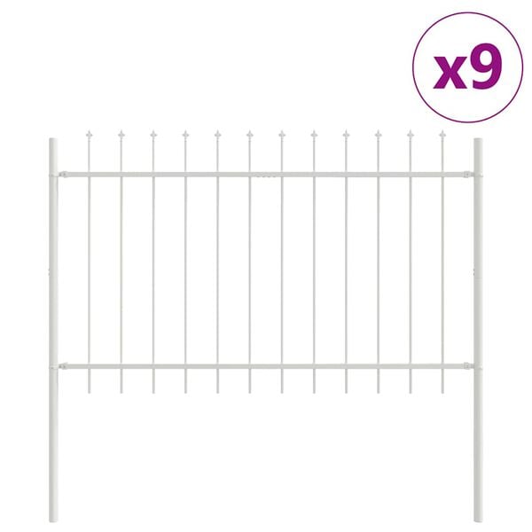 vidaXL Ogrodzenie Ogrodowe 9 pcs Biały 15,3 x 1,2 m