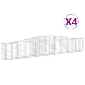 vidaXL Kosze gabionowe, 4 szt, 400x30x60/80 cm, galwanizowane żelazo