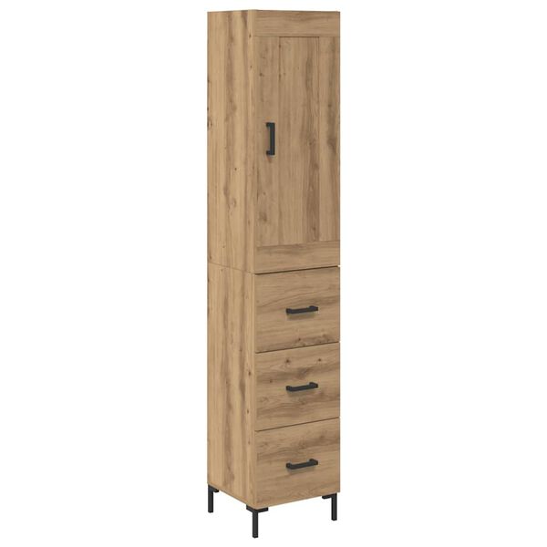 vidaXL Highboard z szufladą Dąb rzemieślniczy 34,5 x 34 x 180 cm