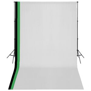 vidaXL Zestaw fotograficzny z 3 tłami z bawełny i ramą, 3x5 m