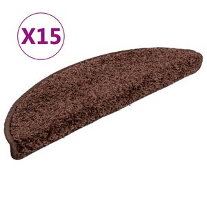 vidaXL Maty na schody 15 szt. 56x17x3 cm Brązowe p&oacute;łokrągłe