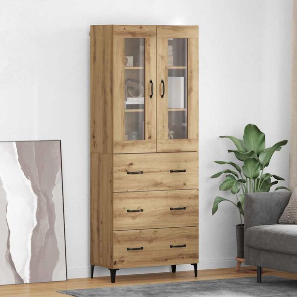 vidaXL Highboard z szufladą Dąb rzemieślniczy 69,5 x 34 x 180 cm