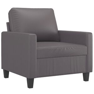vidaXL Fotel, szary, 60 cm, obity sztuczną sk&oacute;rą