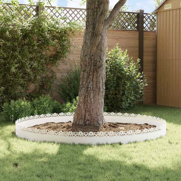 vidaXL Obrzeża trawnikowe 10 pcs Biały 103 x 0,05 x 22 cm Stal