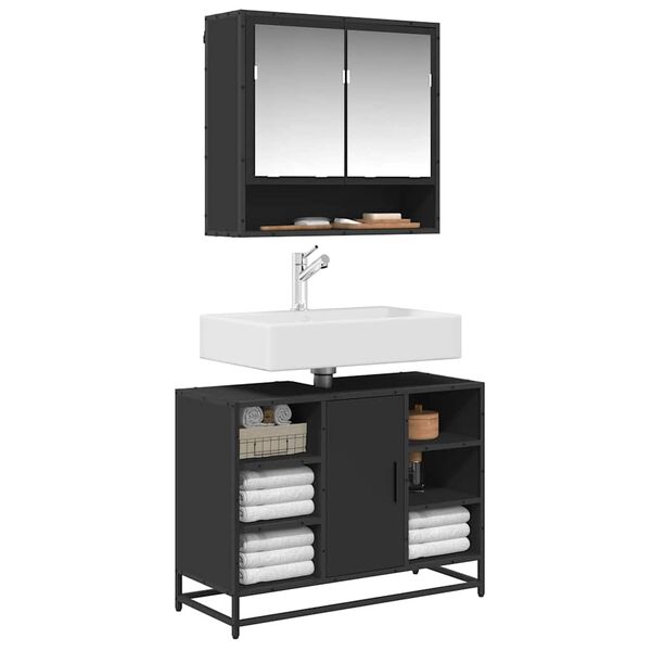 vidaXL Szafka pod umywalkę, czarna, 80x33x60 cm