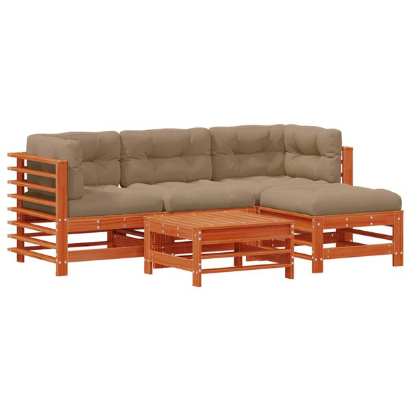 vidaXL Zestaw wypoczynkowy w ogrodzie 5 pcs Woskowy Brąz