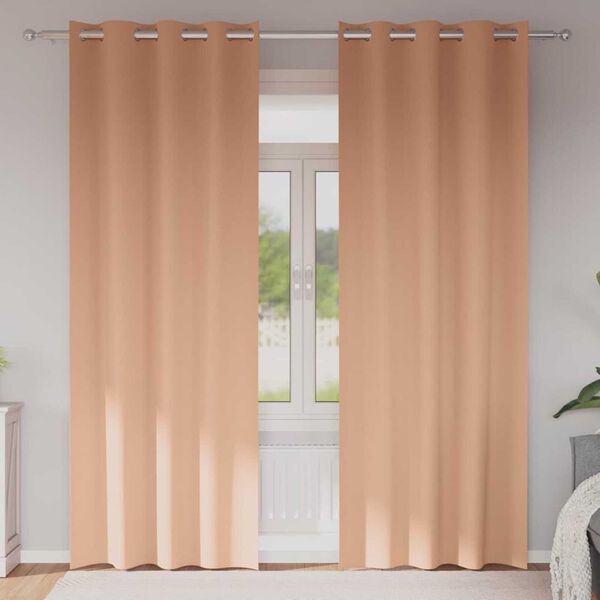 vidaXL Firany blackout z k&oacute;łkami 2 pcs Jasny Brąz 245 x 140 cm