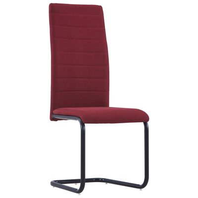 vidaXL Krzesła stołowe, wspornikowe, 4 szt., czerwone wino, tkanina