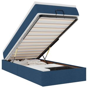vidaXL Rama ł&oacute;żka otomana z materacem, niebieska, 90x200 cm, tkanina