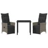 vidaXL Zestaw do jadalni w ogrodzie z poduszką 3 pcs Szary polirattan
