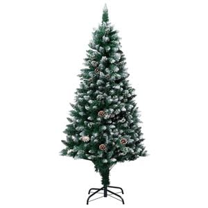 vidaXL Sztuczna choinka z szyszkami i białym śniegiem, 150 cm