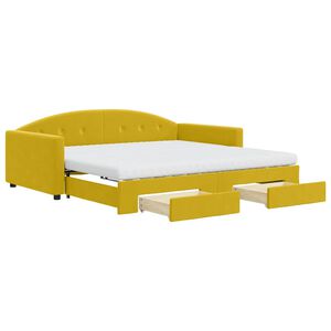 vidaXL Sofa rozsuwana z szufladami, ż&oacute;łta, 100x200 cm, aksamit