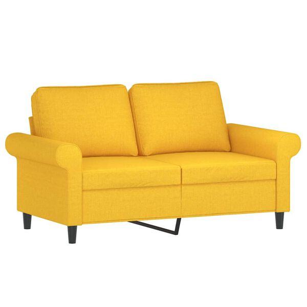 vidaXL 2-osobowa sofa z poduszkami, ż&oacute;łta, 120 cm, tkanina