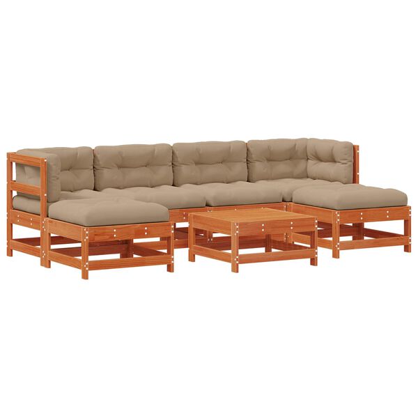 vidaXL Zestaw wypoczynkowy w ogrodzie 7 pcs Woskowy Brąz