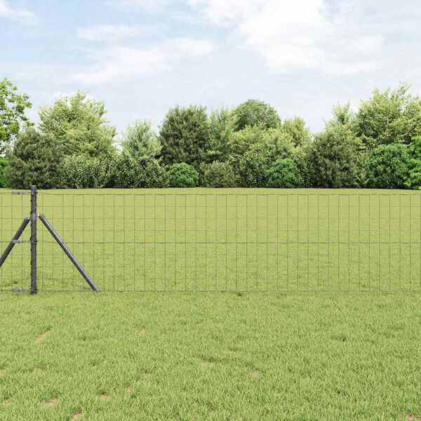 vidaXL Ogrodzenie z słupkiem Szary 0,8 x 25 m Stal